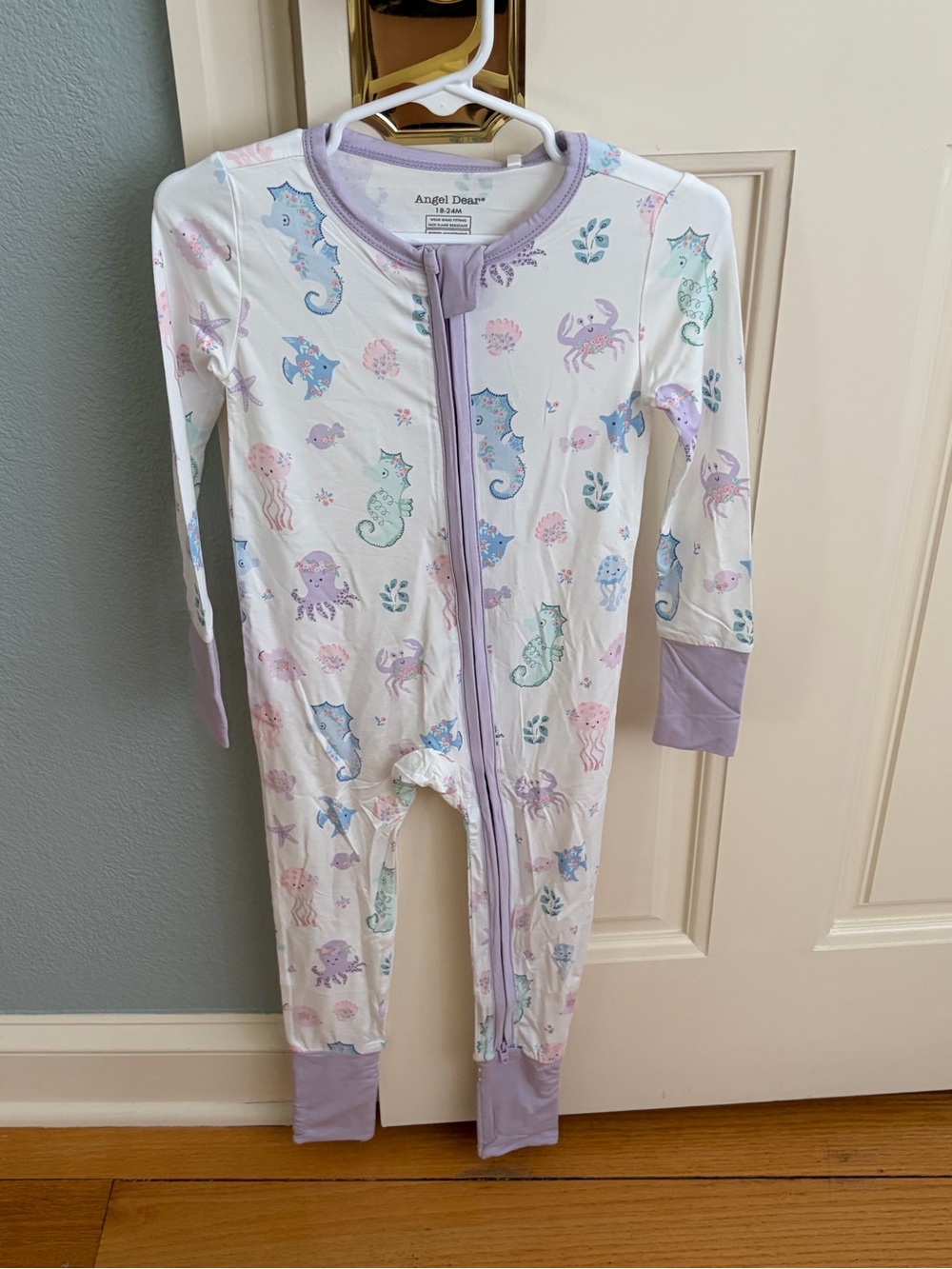 NWT Angel Dear Lavender Under the Sea Convertible Foot Romper Pajama 18-24M